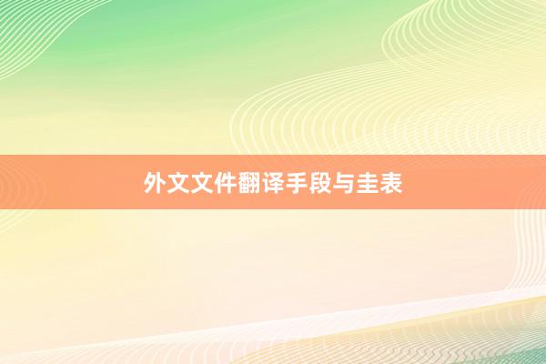 外文文件翻译手段与圭表